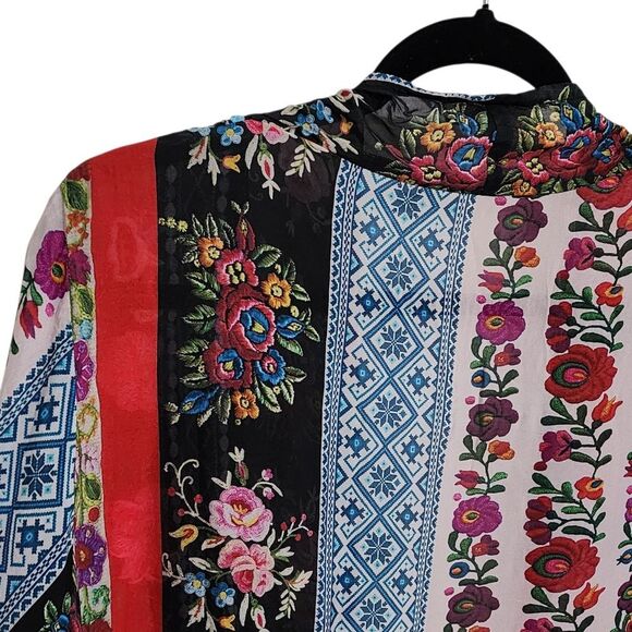 All About Her Kimono XL Mixed Print Multicolor Open Front Embroidered Floral - Picture 3 of 5